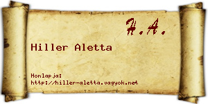 Hiller Aletta névjegykártya